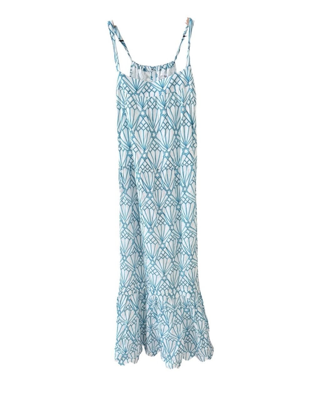 Beau & Ro Sara Rossi Blue White Star Geometric Print Cotton Maxi Dress XS